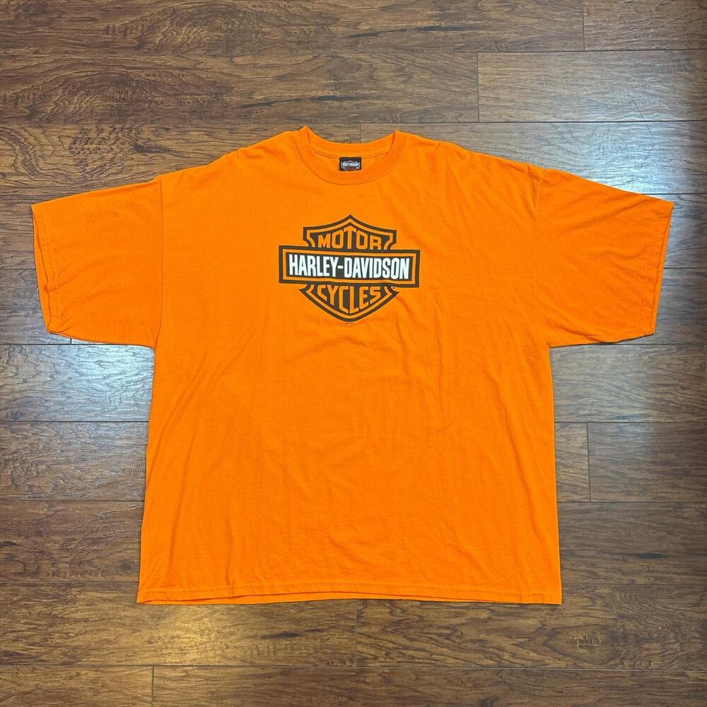 Harley-Davidson San Jacinto Pasadena TX 2010 Orange Graphic T-Shirt Size 3XL